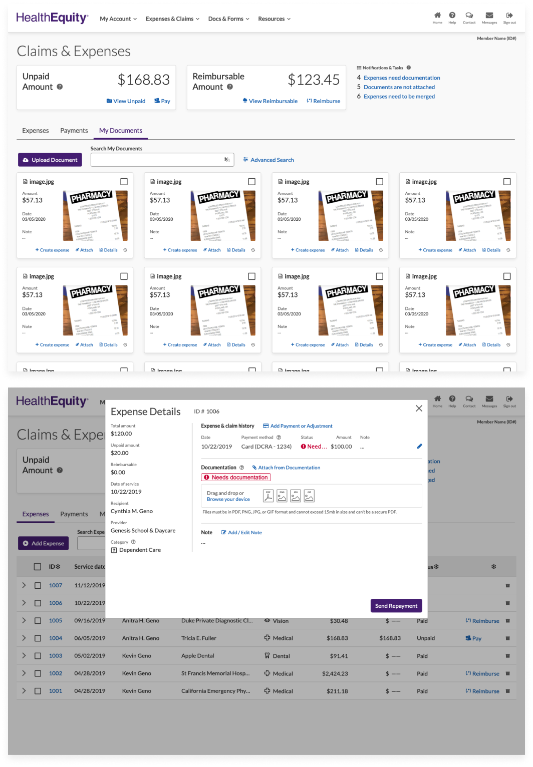 Claims & Expenses - Documentations & Expense Details