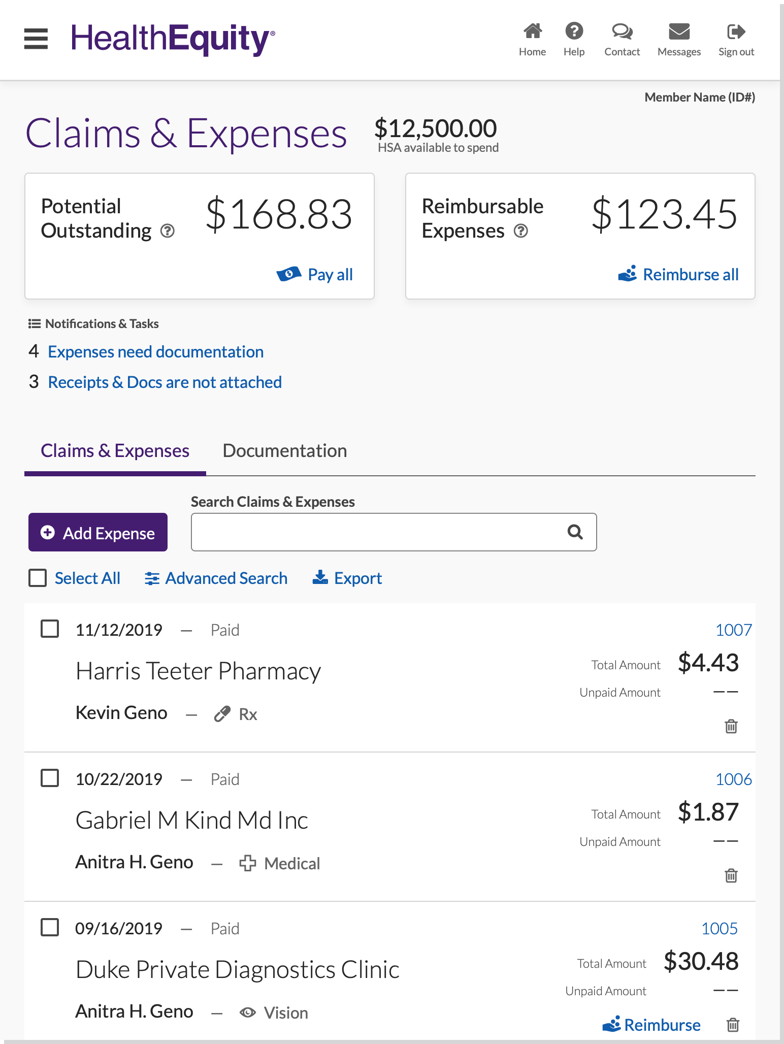 Claims & Expenses - Responsive Tablet