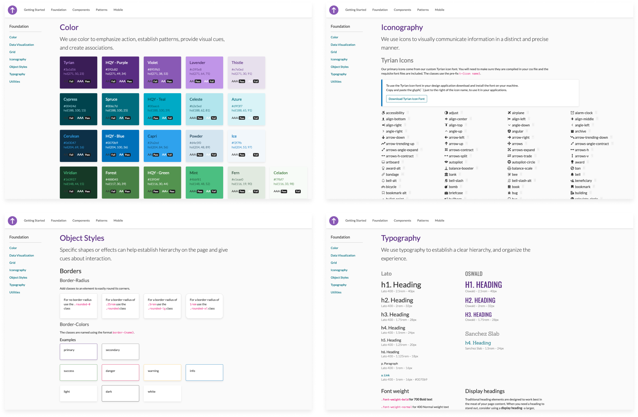 Tyrain Foundation - Color, Iconography, Object Styles, and Typography